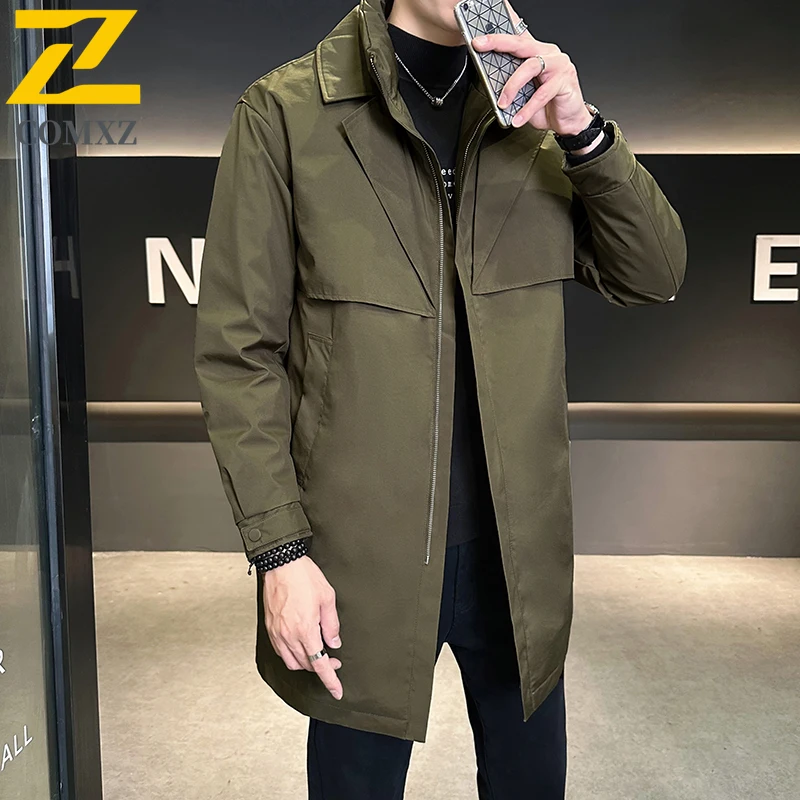 COMXZ Winter Down Jacket 50 White Duck Fill Coldproof Warm Mid Long Casual Stand Collar Thermal Coat Men Outdoor Daily Wear