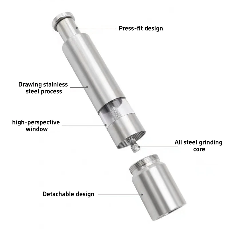 زجاجة طحن الفلفل اليدوية المصنوعة من الفولاذ المقاوم للصدأ، أداة مطبخ مطحنة الفلفل الإبداعية فعالة لمختلف البهارات مثل ملح الفلفل #4