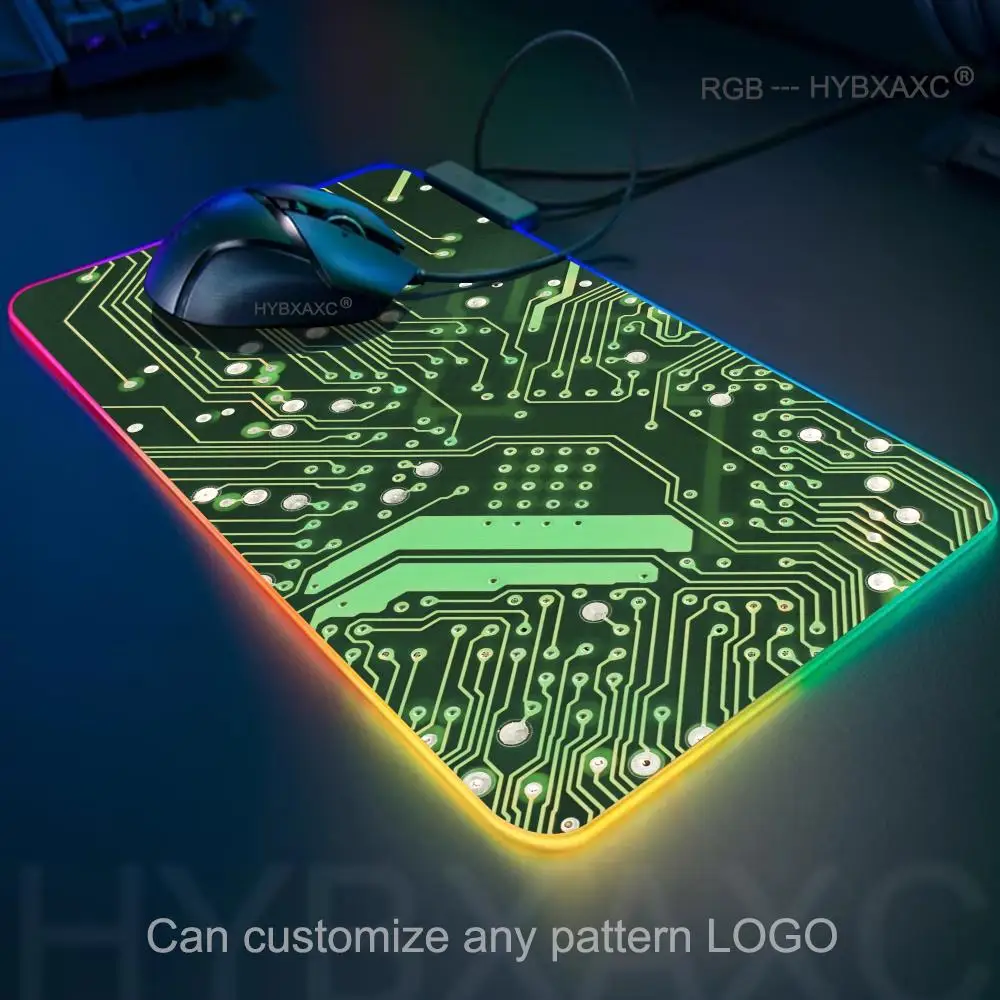 900X400X3MM HYBXAXC Inside Motherboard Circuit Board Mouse Pad RGB Gaming Mouse Pad Desk Mat HD Gamer Large LED Light XXL