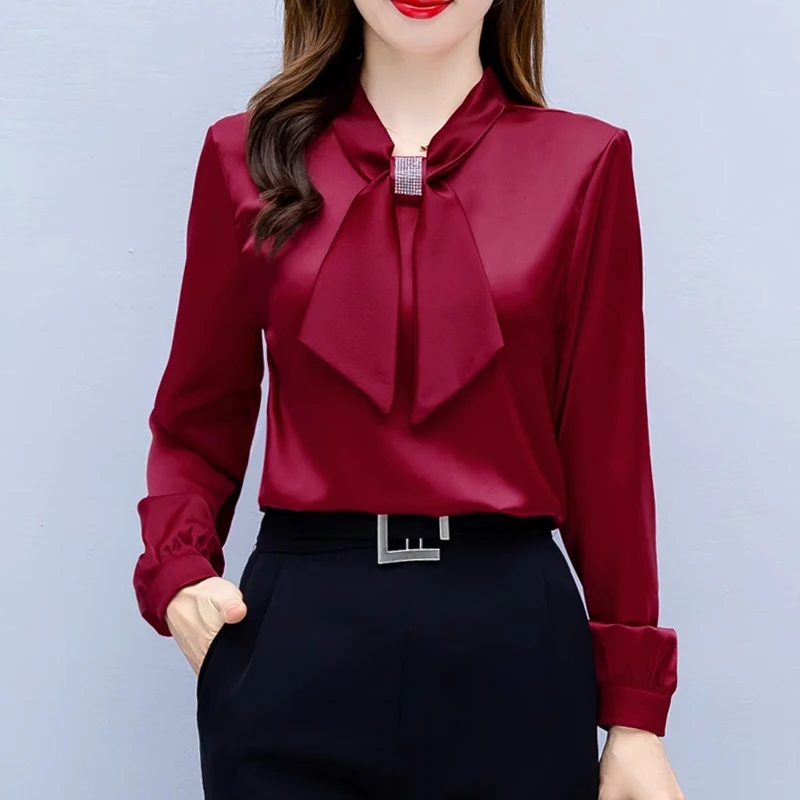 Blusas Mujer De Moda 2024 Long Sleeve Blouse Women Bow Collar Chiffon Blouse Shirt Tops Women Blouses Shirts Blusa Camisas F335