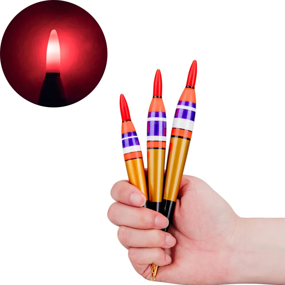 

1 pieces Luminous Rock Fishing Float For Night Balsa Wood Led Electronic Lighted Fishing Bobber Buoys With Battery