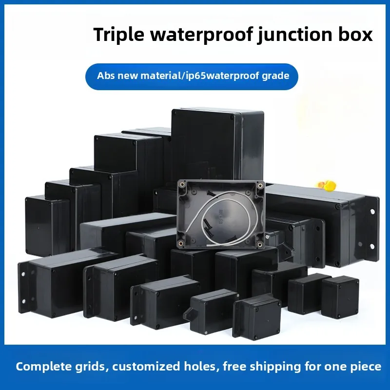 Black Plastic Power Supply Waterproof Box Security Monitoring Switch Box IP65 Terminal Junction Box ABS IP65 Protective Case