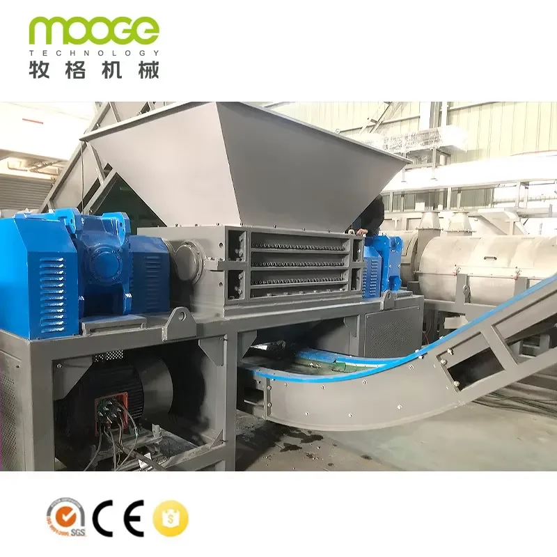Recycling Machine 2026 MoogeTech Double Shaft Shredder Machine High 1-30T/H CE Certified 55kW Motor Waste Plastic Crusher