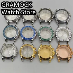 GRAMOCK 39mm Sterile Silver Rose Gold Gold Watch Case Sapphire glass fit VK63/VK64 with Chronograph Quartz Movement