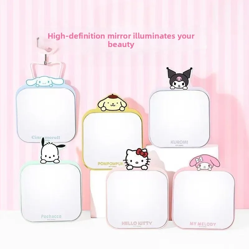 Kawaii Sanrio Cinnamoroll folding mirror, metal desktop makeup mirror, dormitory essentials portable compact dresser new style