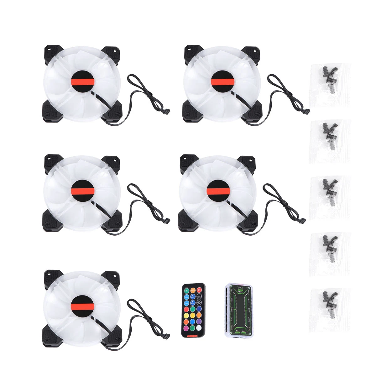 

5 Pcs Computer Cooling Fan Laptop Cooler Colorful Fans Ac Powered Case Rgb Symphony
