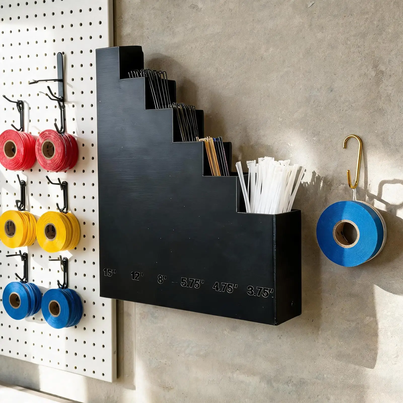 Cable Tie Holder Heavy Duty Space Saving Wall Rack Garage Wall Tie Organizer Rack for Home Shed Utility Room Drawer Management