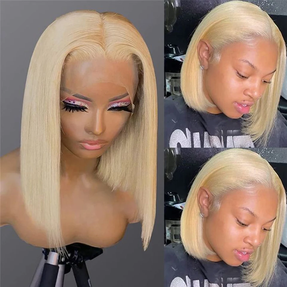 Sleek 613 Blonde Short Bob Human Hair Wigs For Women 13x6x1 Lace Front Remy Brazilian Hair Wigs 613 Straight Lace Wigs