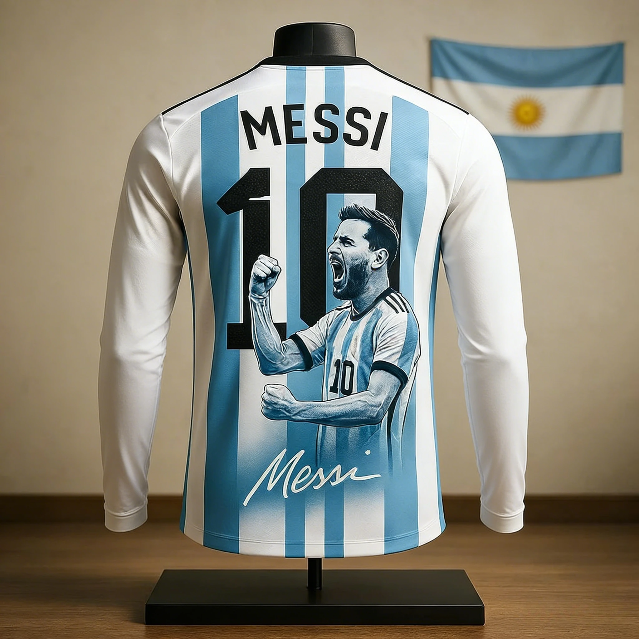 Nouveau T-shirt de sport à manches longues pour enfants, édition commémorative Messi, respirant, séchage rapide, confortable, idéal pour l'extérieur