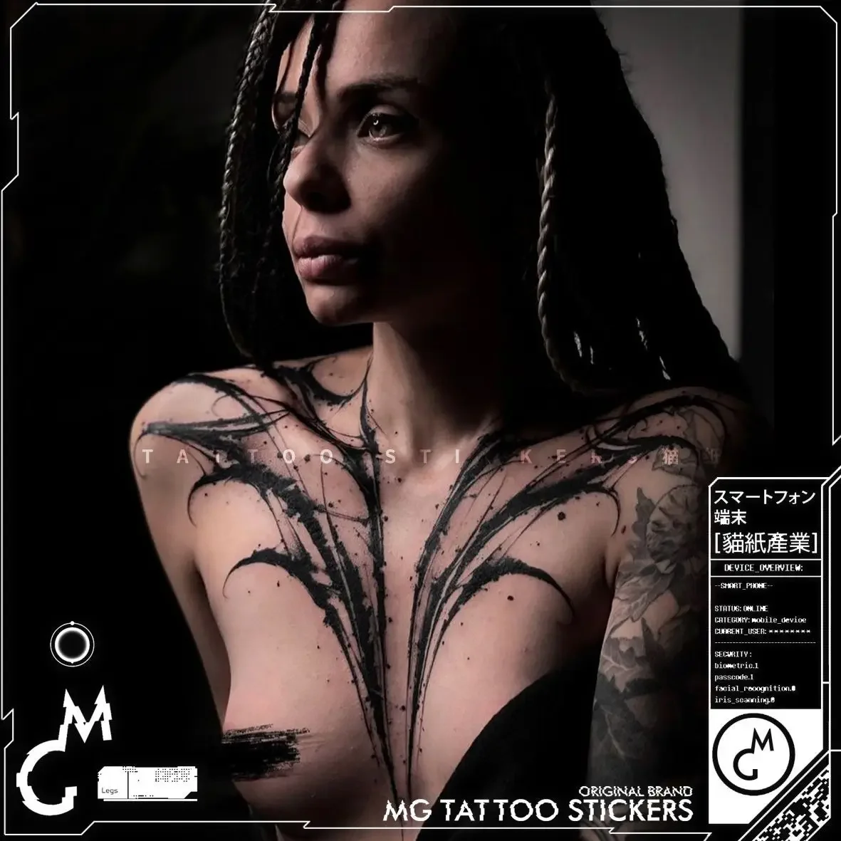 

Gothic Temporary Tattoo Art Lasting Fake Tattoo for Woman Chest Sexy Punk Black Tatto Sticker Waterproof Tatuajes Temporales