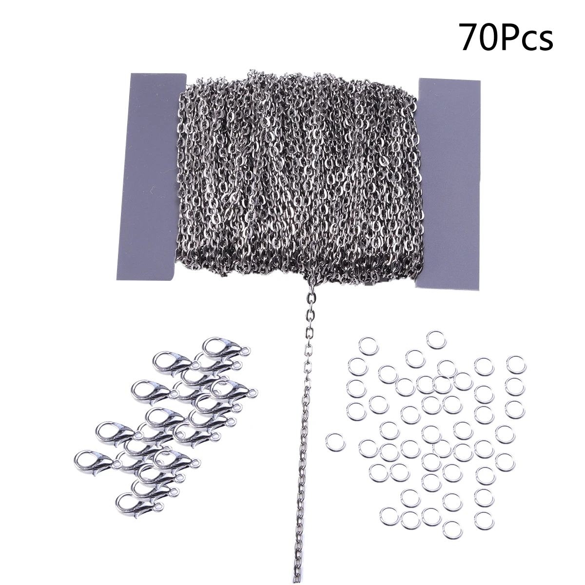 

25mm Metal Chain Combo Set Lobster Clasps Closed Rings Black Plated DIY Jewelry Making Necklace Accessories Craft