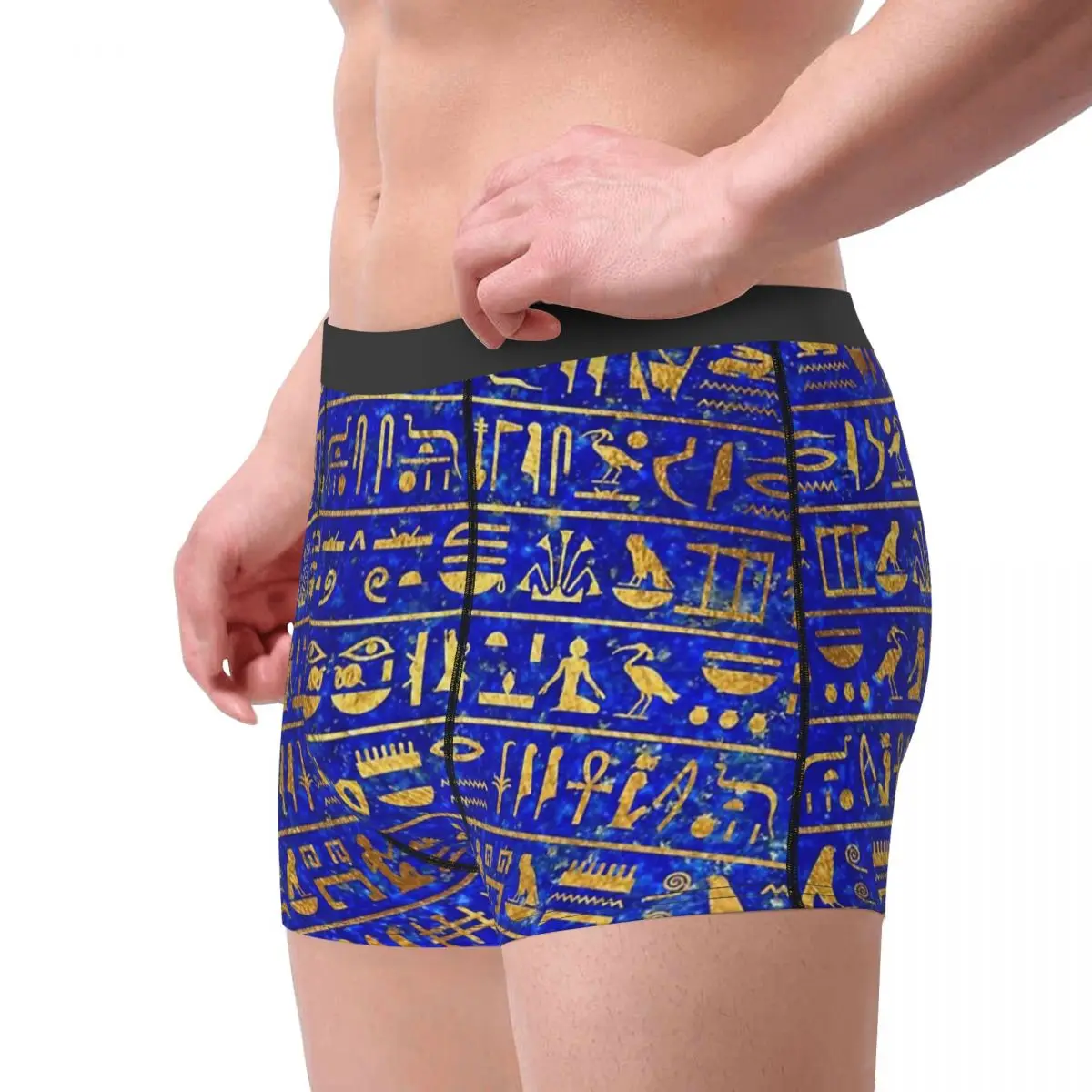 Fashion Boxer Shorts Panties Men Gold Hieroglyphics Underwear Egyptian Breathable Underpants for Male