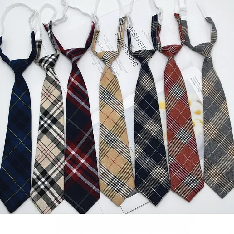 

JK Grid Tie Japanese Uniform School Uniform Accessories Tie in Stock Rubber Band College Style Tie Wholesale Women Mens Ties