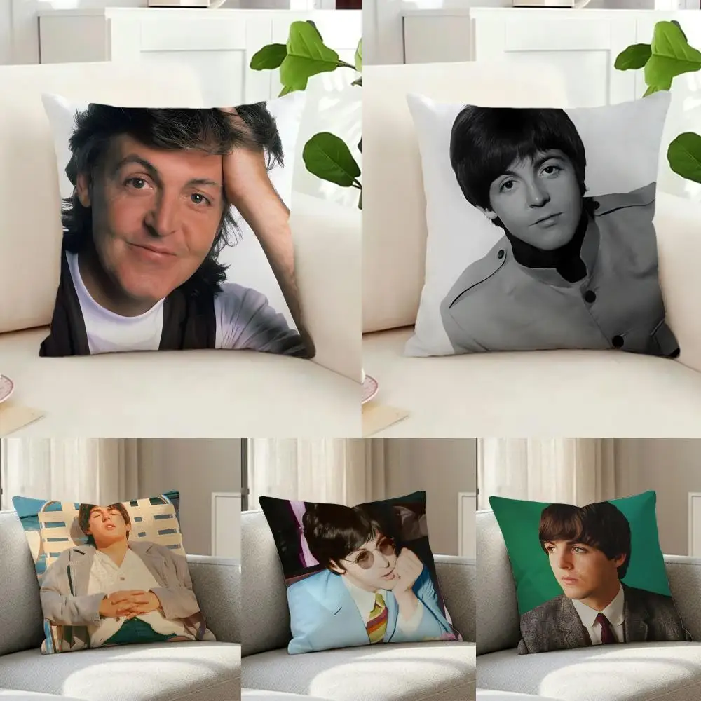 Funda de cojín P-Paul McCartney Clever, funda de lino sintético lavable, moderna y ligera para sofá de sala de estar