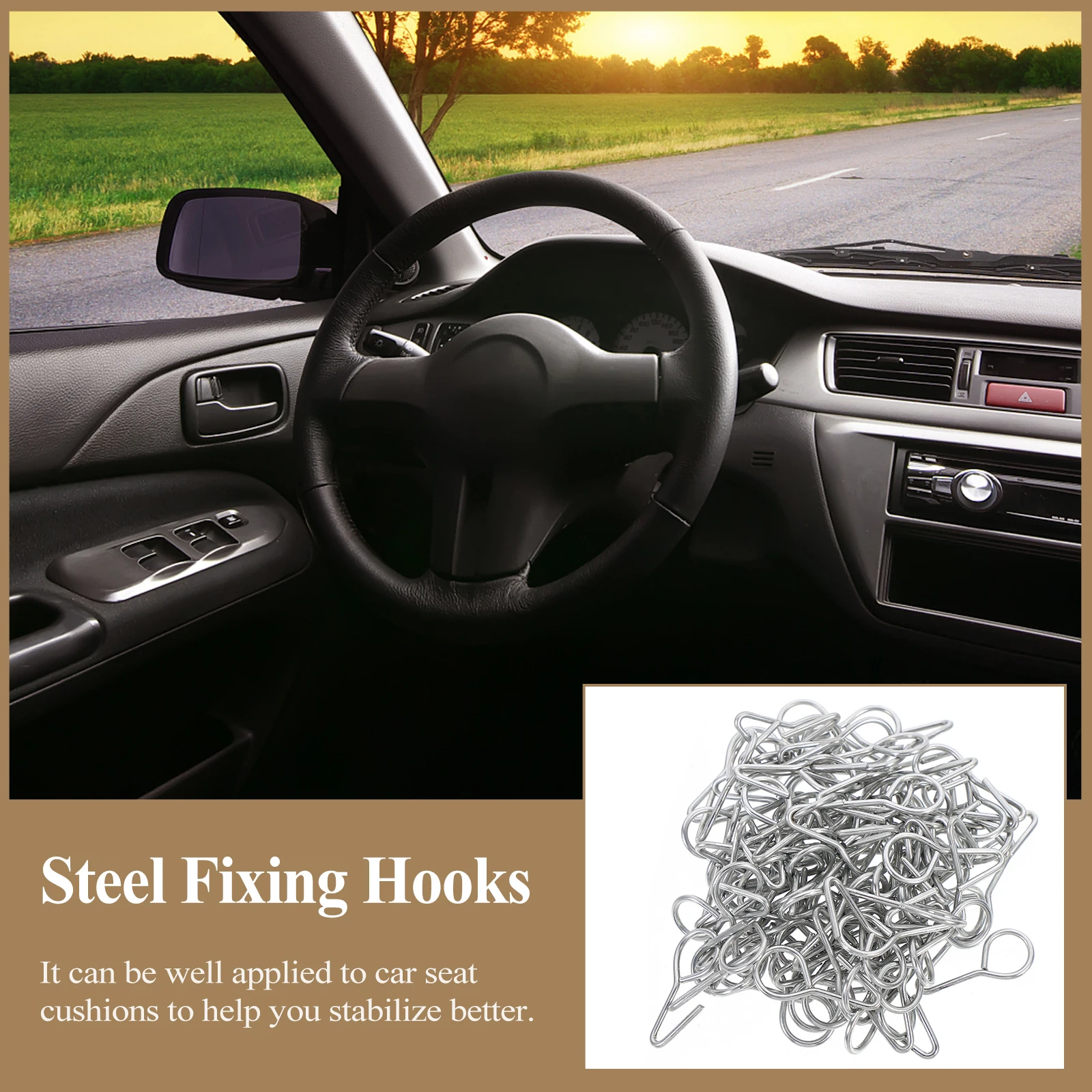 

100pcs Seat Cushion Hooks Sturdy Iron Safe Durable Fixing Hooks for Car Covers Automotive Accessories Silver Color Car RV Parts
