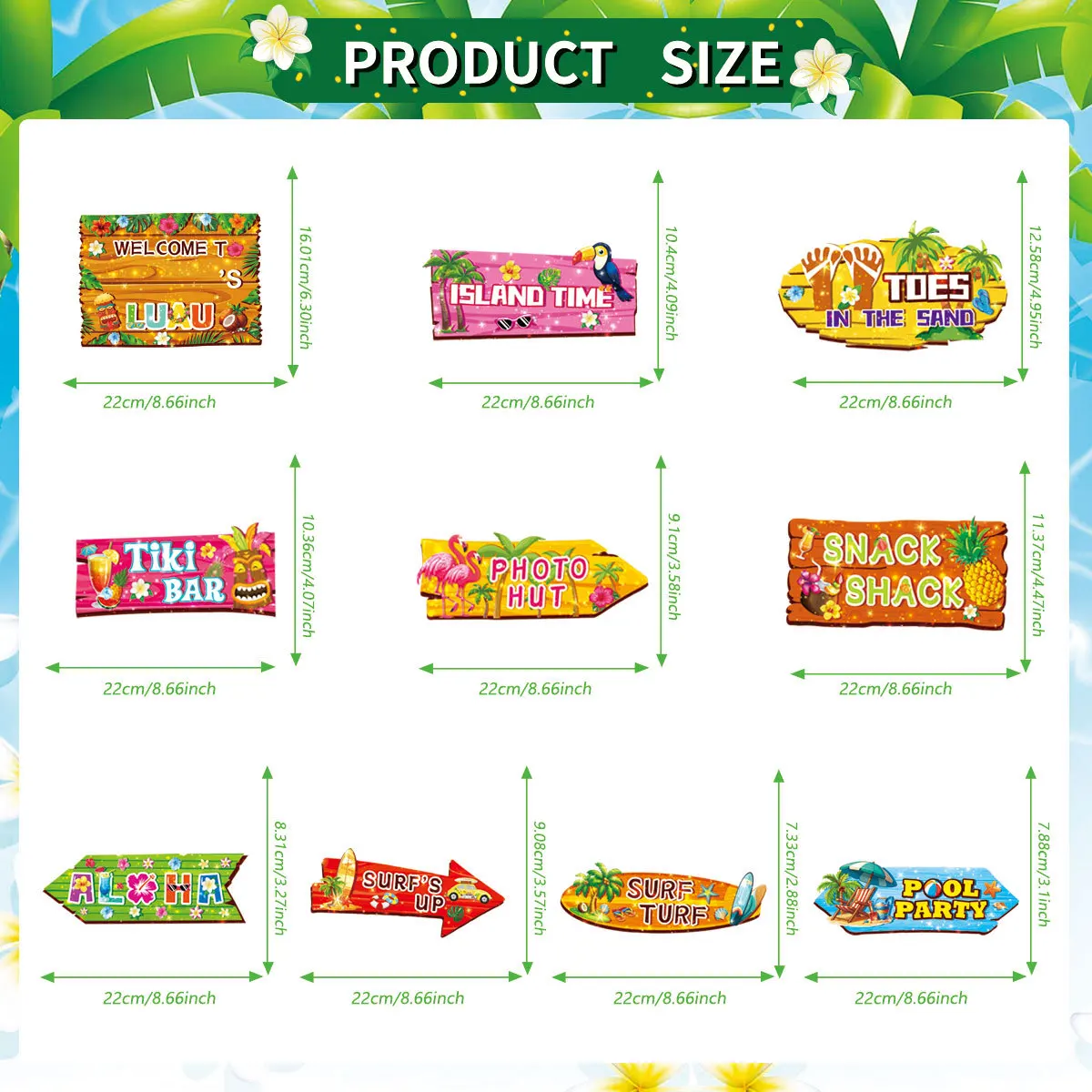 10 قطعة هاواي ألوها فلامنغو موضوع علامة ترحيب الصيف الاستوائية في الهواء الطلق التخييم التصوير الدعائم الديكور لوازم الحفلات ذاتية الصنع
