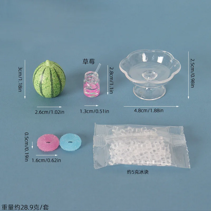 1set Mini Fruit Plate Model Fake Watermelon Ice Cube Dessert Tray Food Simulation Home Decor