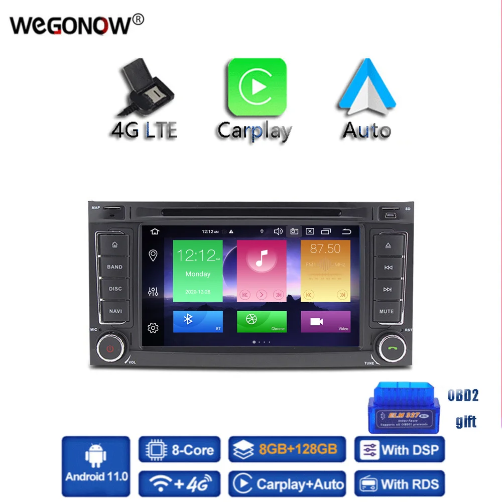 Carplay DSP IPS 4G LTE Android 11 8G + 128G Car DVD Player GPS Map Radio BT 5.0 For VW Touareg T5 Multivan Transporter 2004-2011