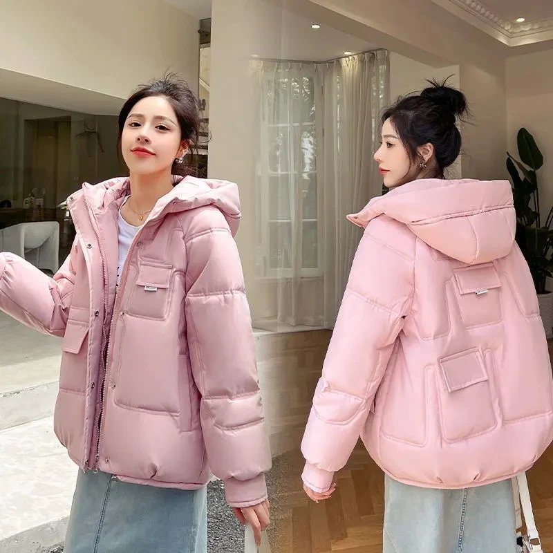 Women Winter Cotton Padded Jacket 2024 New Warm Thick Cotton Padded Coat Female Winter Hooded Parkas Coat Women Loose Outwear