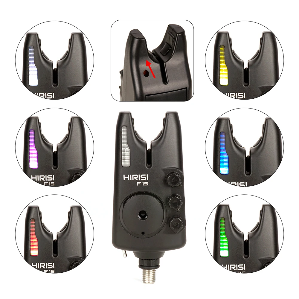 Hirisi Karpfenangel-Bissalarm-Set 4+1 Kabellos LED-Anzeige Wasserdicht Einstellbare Lautstärke Tonsensibilität für Karpfenangeln F15 – Detail 2