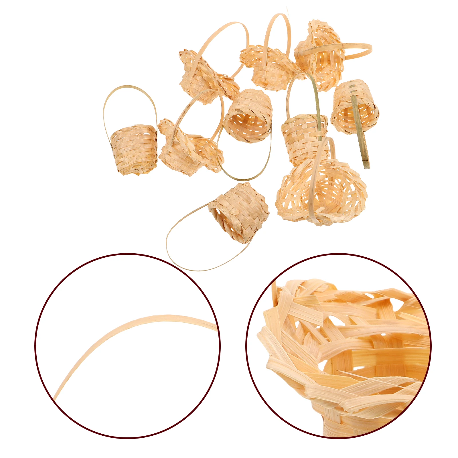 

10 Pcs Mini Rattan Basket House Accessories Dollhouse Fruit Flower Items Decor Bamboo