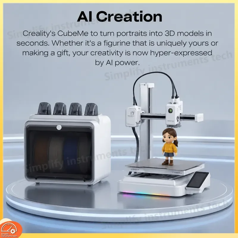 High Speed FDM 3D Printer 500mm/s 4 Color Multi Material AI Model Generator Auto Leveling Large Build Volume 260x260x255mm