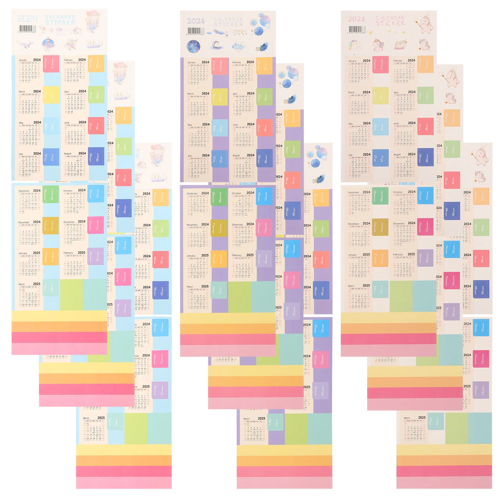 9Packs Calendar Stickers Multi-Color Monthly Planner Tabs Bookmark Reading Use Schedule Index Tabs for Notebook