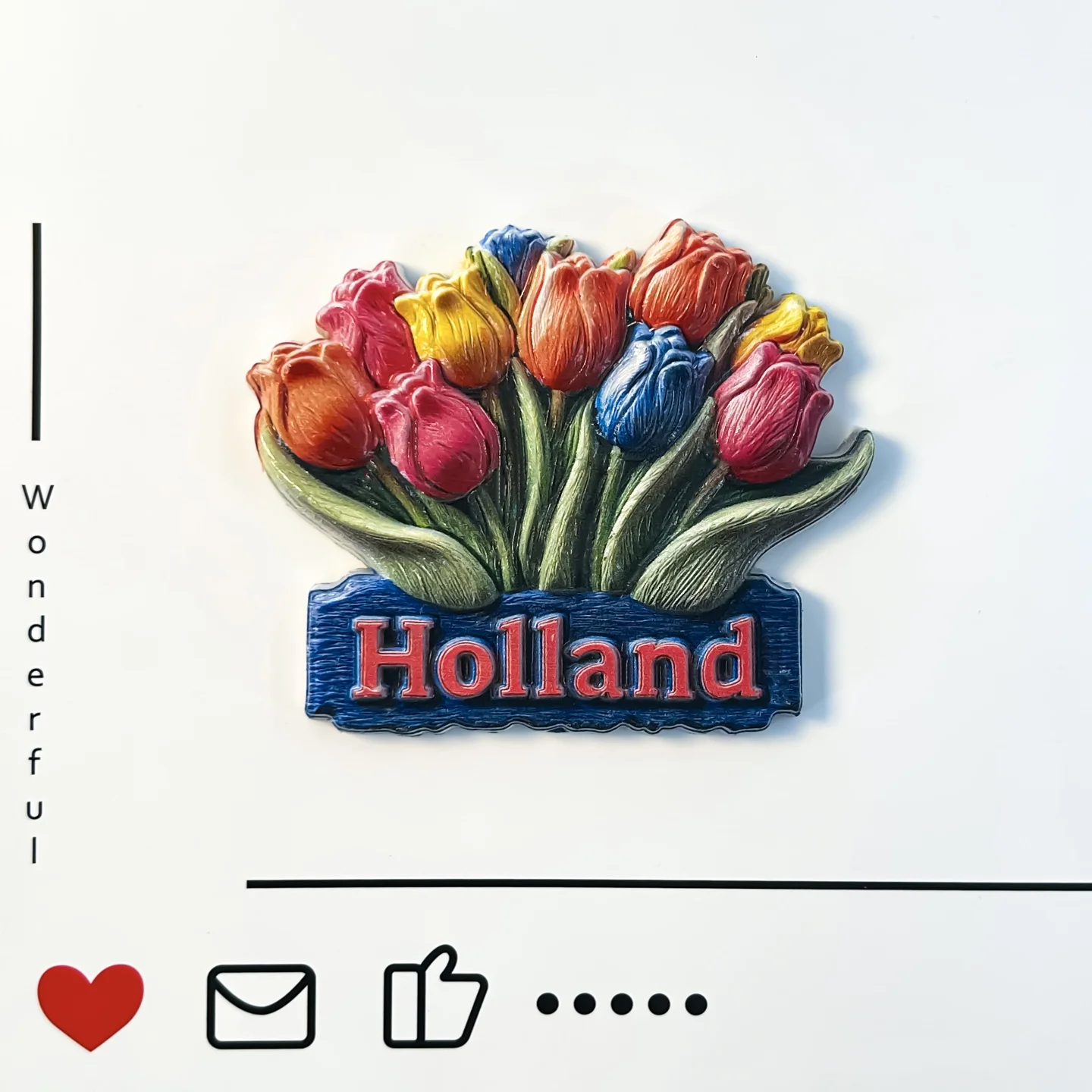 Netherlands, national flower, tulip, atmosphere, decoration, colorful flowers, relief, magnetic refrigerator sticker