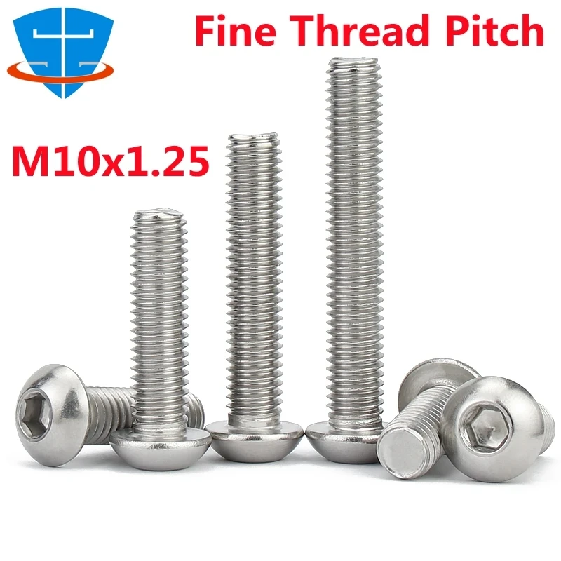 ISO7380 Fine Thread M10x1.25 Length 20-60mm Hexagon Socket Button Head Screws