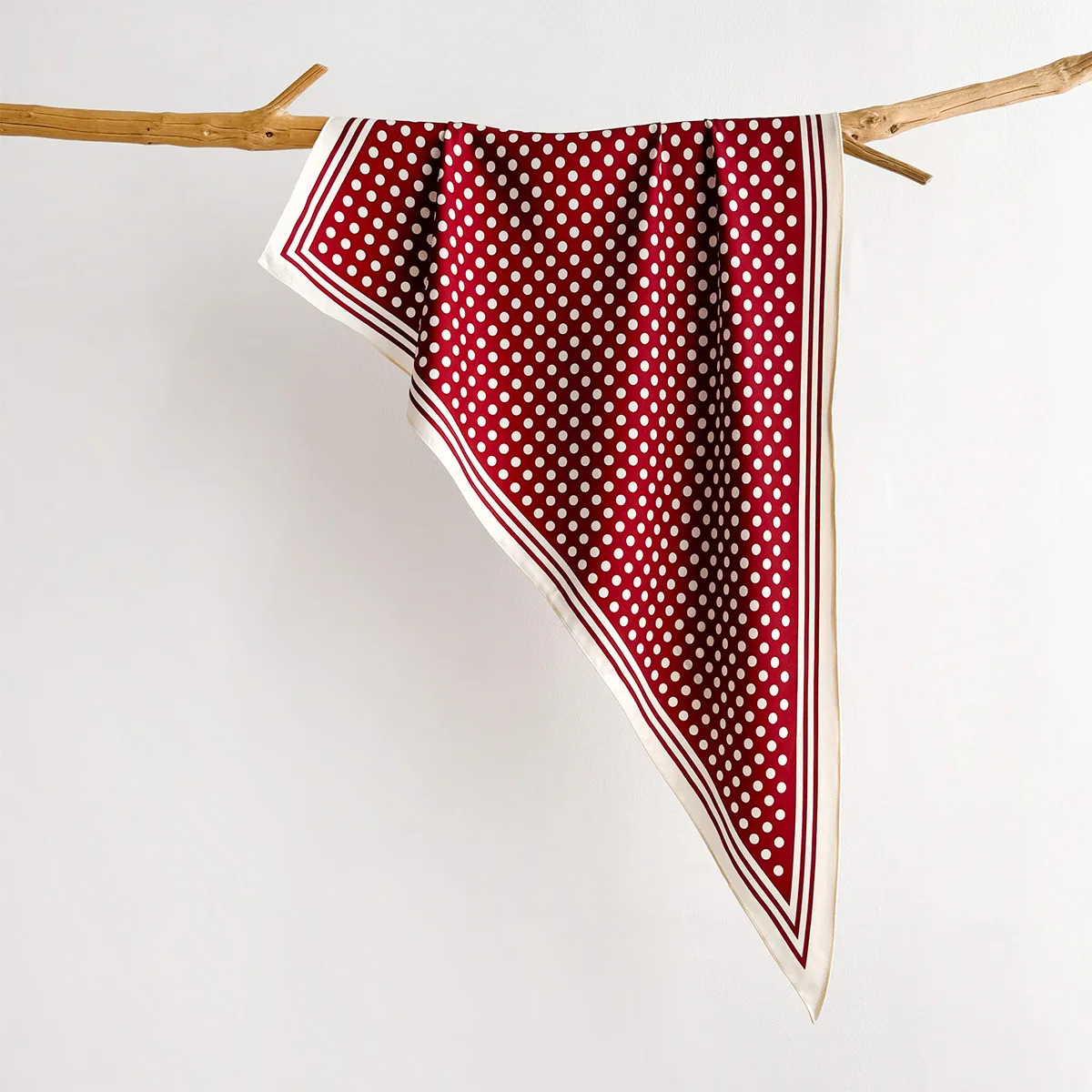 2026 Dot Print Triangular Scarf Women Silk Feeling Satin Hea