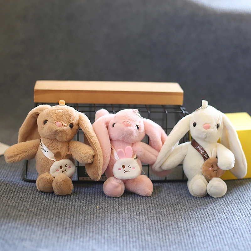 Kawaii Plush Animal Toys Bag Pendant Cute Stuffed Long Eared Rabbit Keychain Children Christmas Gifts For Girls Friends