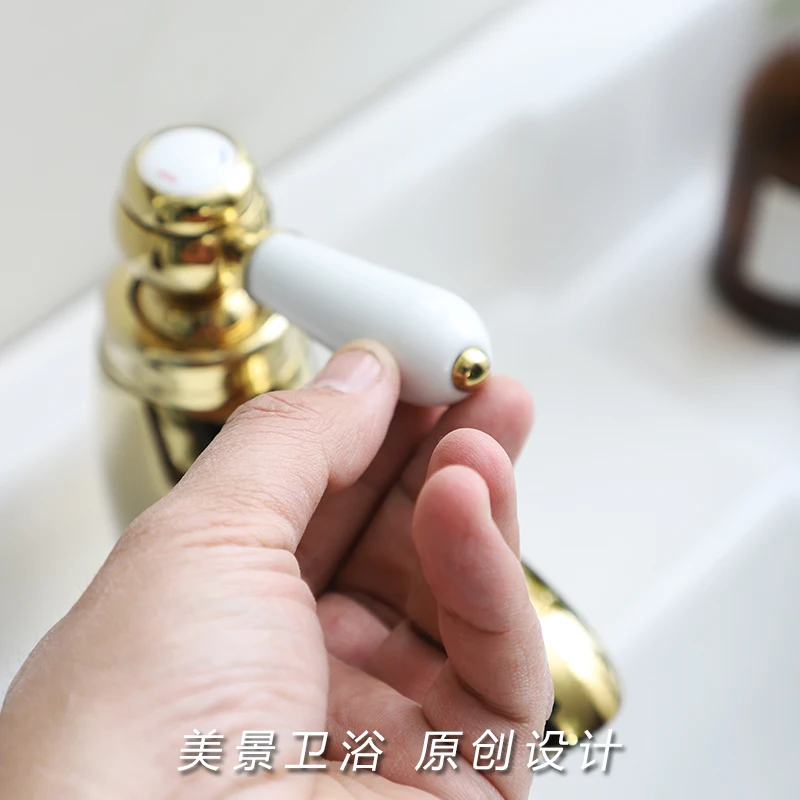 Single handle washbasin faucet cold and hot water single hole ceramic valve core all copper