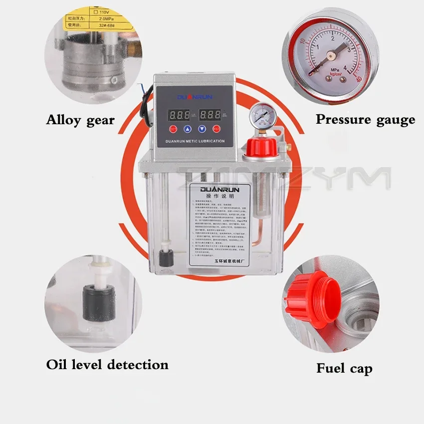 Pompa olio lubrificante elettrica 2L/4L 220V, pompa a ingranaggi, 150 ml/min Rimozione automatica della pressione del vaso di riempimento dell'olio oliatore + rilevamento della pressione