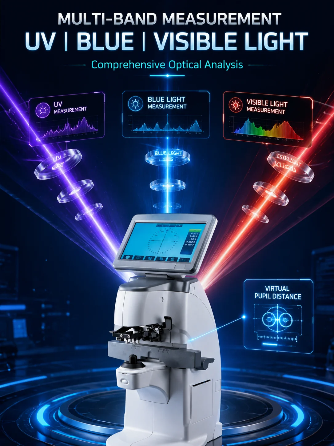 All-in-One Auto Lensometer AL-600 with UV Blue Light Visible Light PD PH and Lens Topography Functions Auto Lensometer