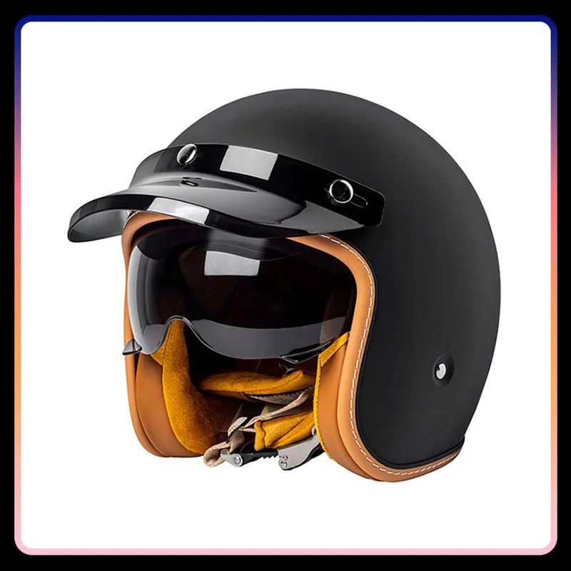 

3/4 Open Face Helmet DOT Approved Retro Jet Helmets for Men Women Vintage Motorcycle Helmets for Moped Pilot Scooter Half Helm