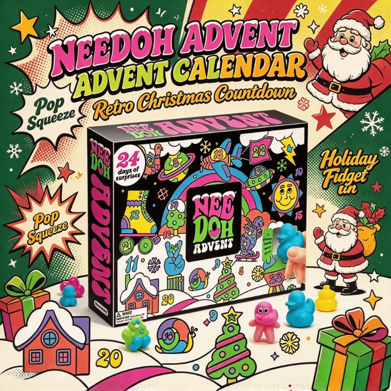 2026 NeeDoh Christmas Advent Calendar 24 Days Surprise Countdown Box 3D PVC Fidget Doll Stress Relief Squeeze Toy