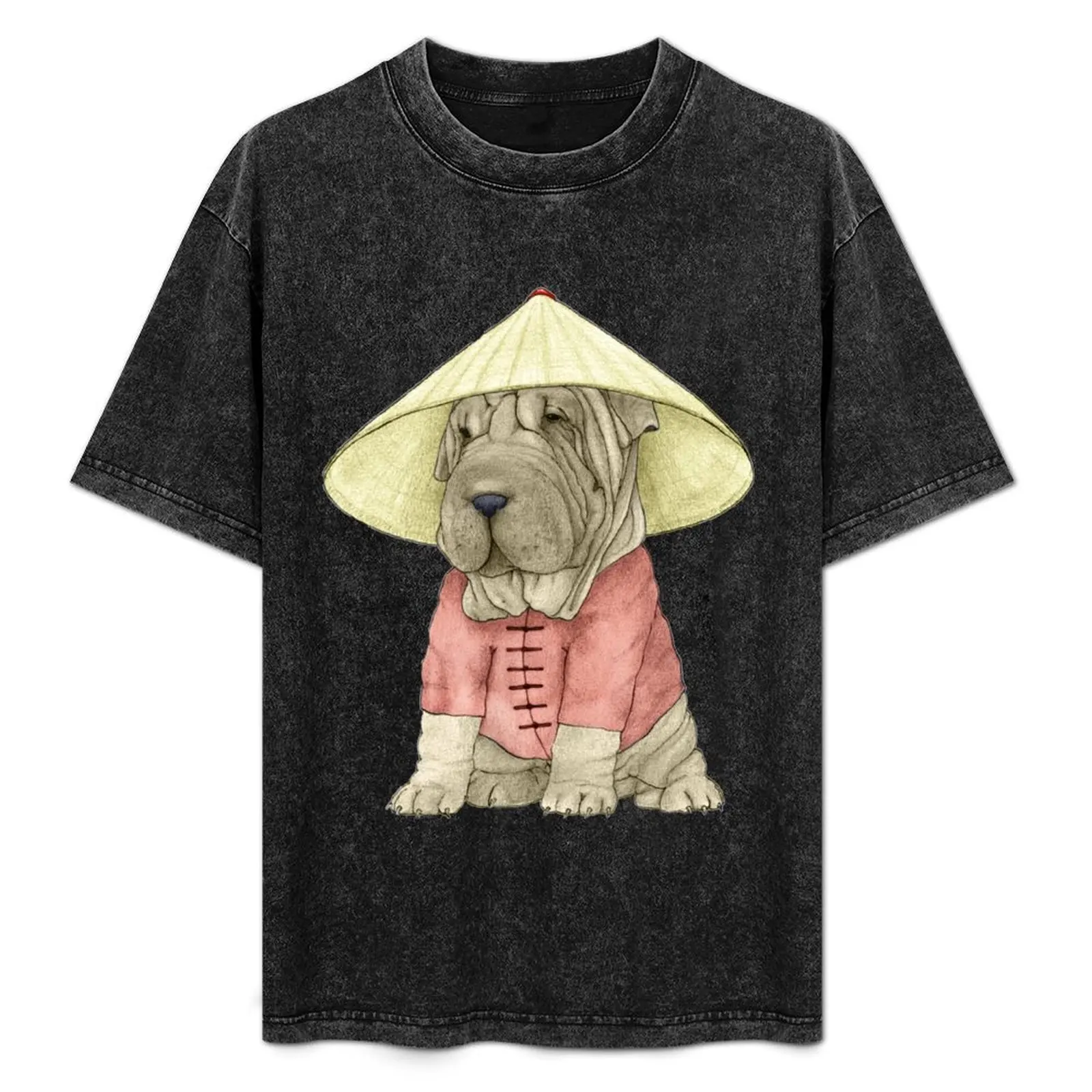 Shar Pei on The Great Wall T-Shirt Casual Loose Fit Summer Tee Shirt