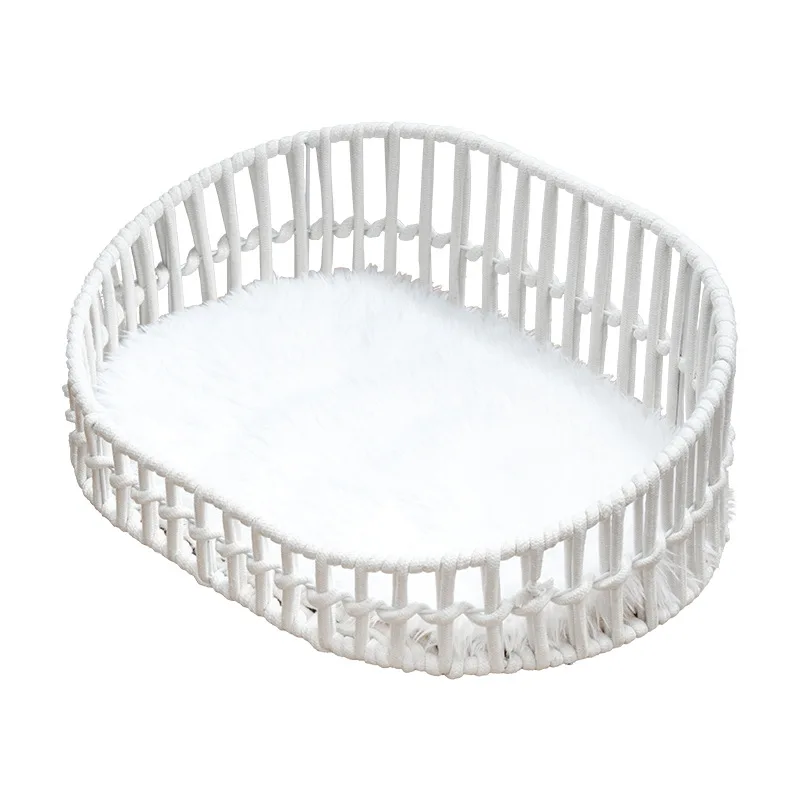 Cama para gatos y perros de mimbre y cuerda tejida, transpirable - imagen 5