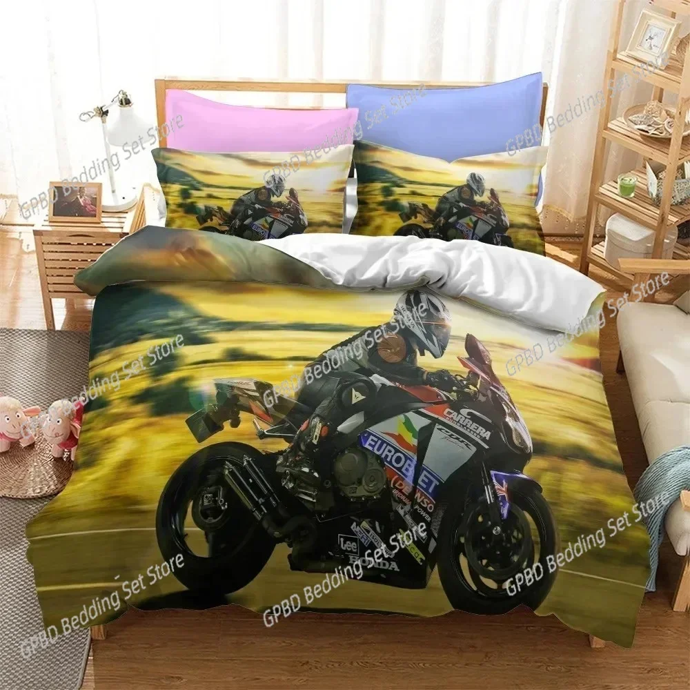 

Cool Motorcycle 3D Comfortable Duvet Quilt Cover Pillowcase Bedding Set Children Bedroom Decoration Home Textile
