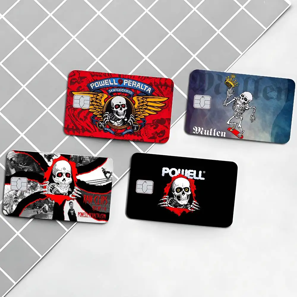 P-Powells P-Peraltas skateboard Anmie Sticker Film Skin Cover para tarjeta de crédito, tarjeta bancaria, frente