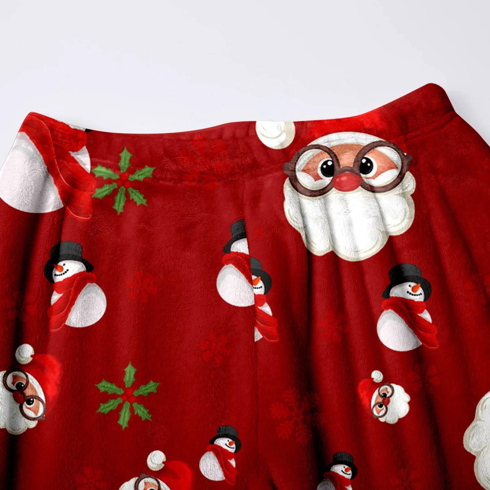 Women's Flannel Pajamas Trousers Christmas Santa Claus Snowman Printed Loose Sleep Pants New Year Plus Size Warm Fleece Bottoms