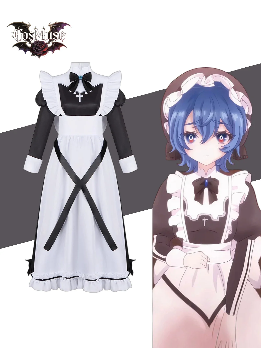 

Playing Death Game To Put Food on The Table Cosplay Costume Ghost Maid Aoi Outfit Anime Cute Style Lolita Gown Hat Set