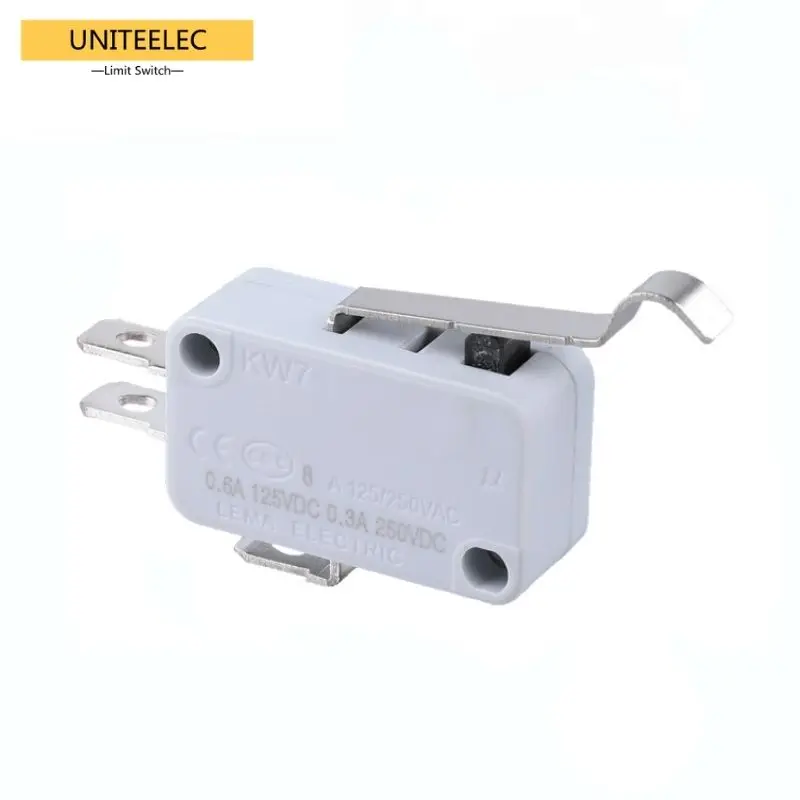 Uniteelec-Lema 10Pcs/Lot KW7-5 spdt micro switch basic switch microswitch push button microwave oven Grey Micro Limit Switch