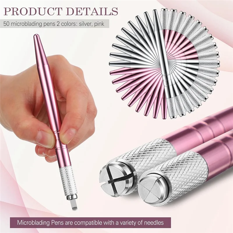 50 Count Microblading Pens Manual Eyebrow Pencils Microblading Supplies Aluminum Microblading Hand Tools For Cosmetics Durable A