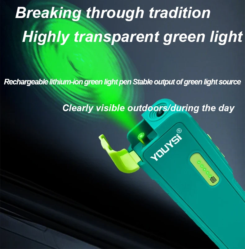 Rechargeable 2200mAh 539G Fiber Optic Visual Fault Locator 1-50km Test Range 15/30/50mw VFL Green light pen Power