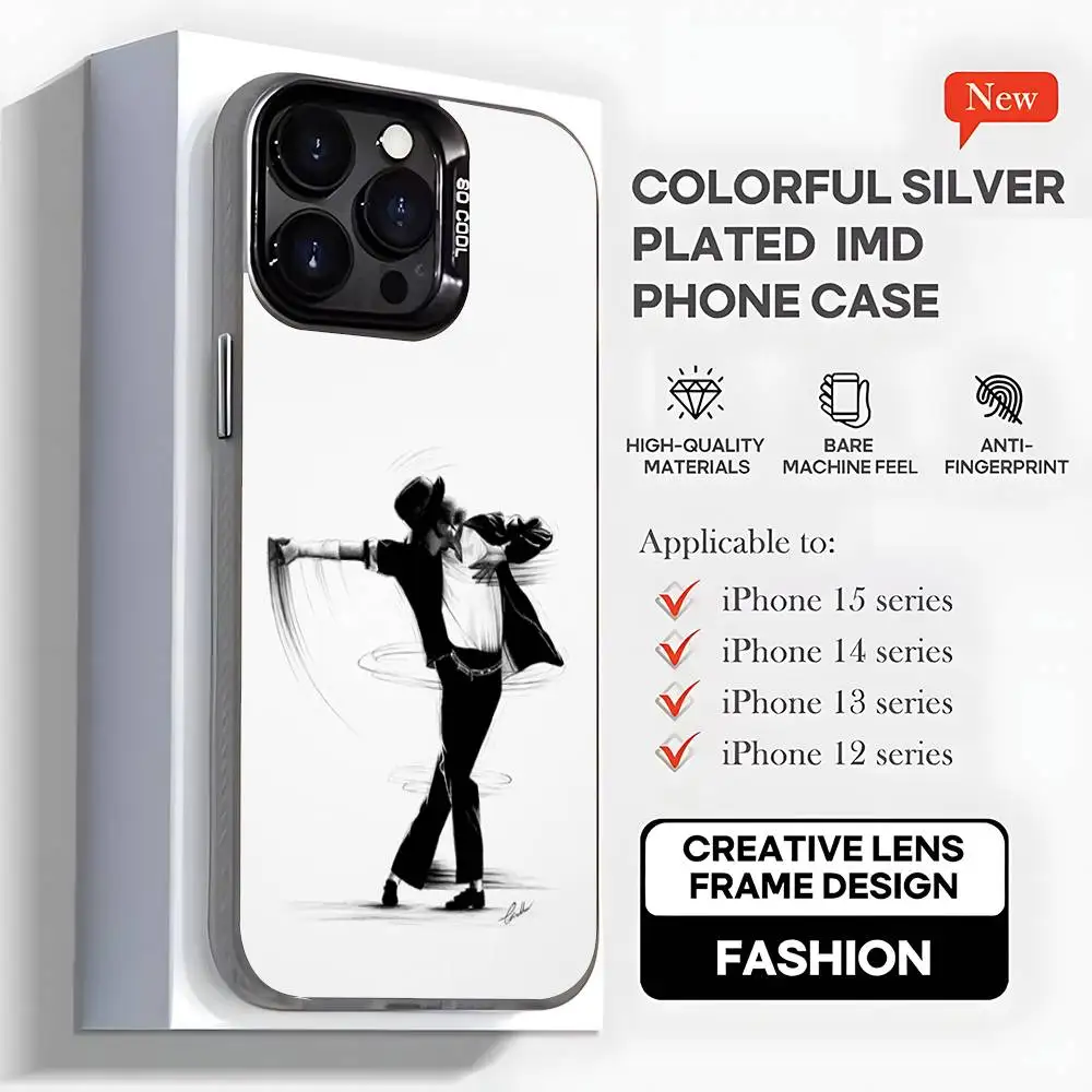 Casing Ponsel Singer M-Michael J-Jackson Untuk iPhone17,16,15,14,13,12,11,Mini,Pro,MAX,plus, Hitam Matte Anti Benturan