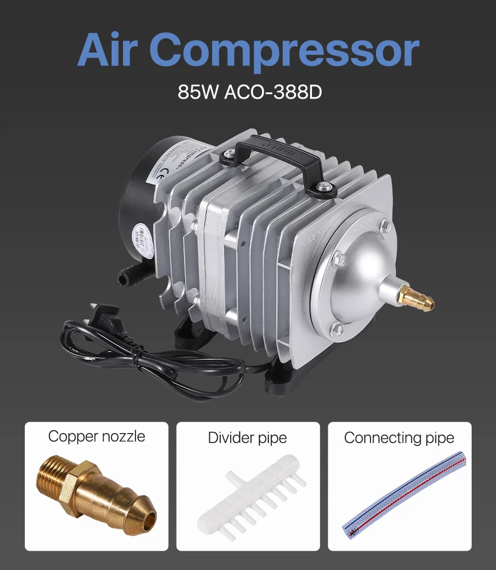 Cloudray 85W Luftkompressor Elektrische magnetische Luftpumpe für CO2-Lasergravur-Schneidemaschine ACO-388D – Detail 2