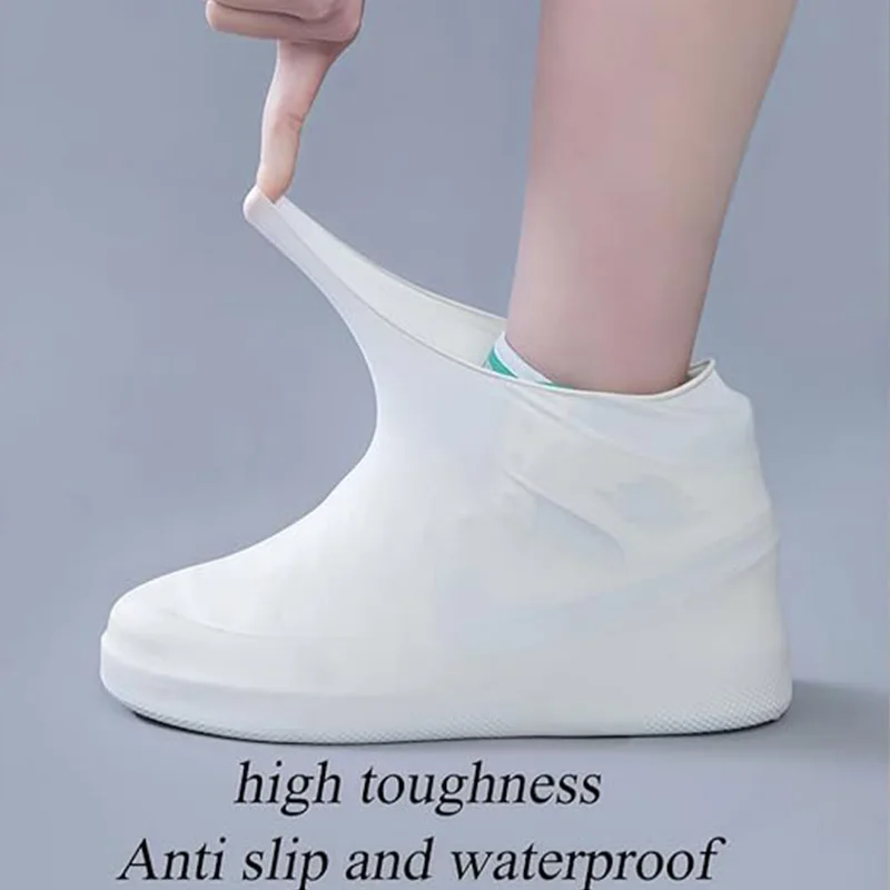 2 Pairs Silicone Waterproof Rain Boot Overshoes Rubber Shoe Covers for Outdoor Use Reusable Non-Slip Rainy Day Shoe Cover