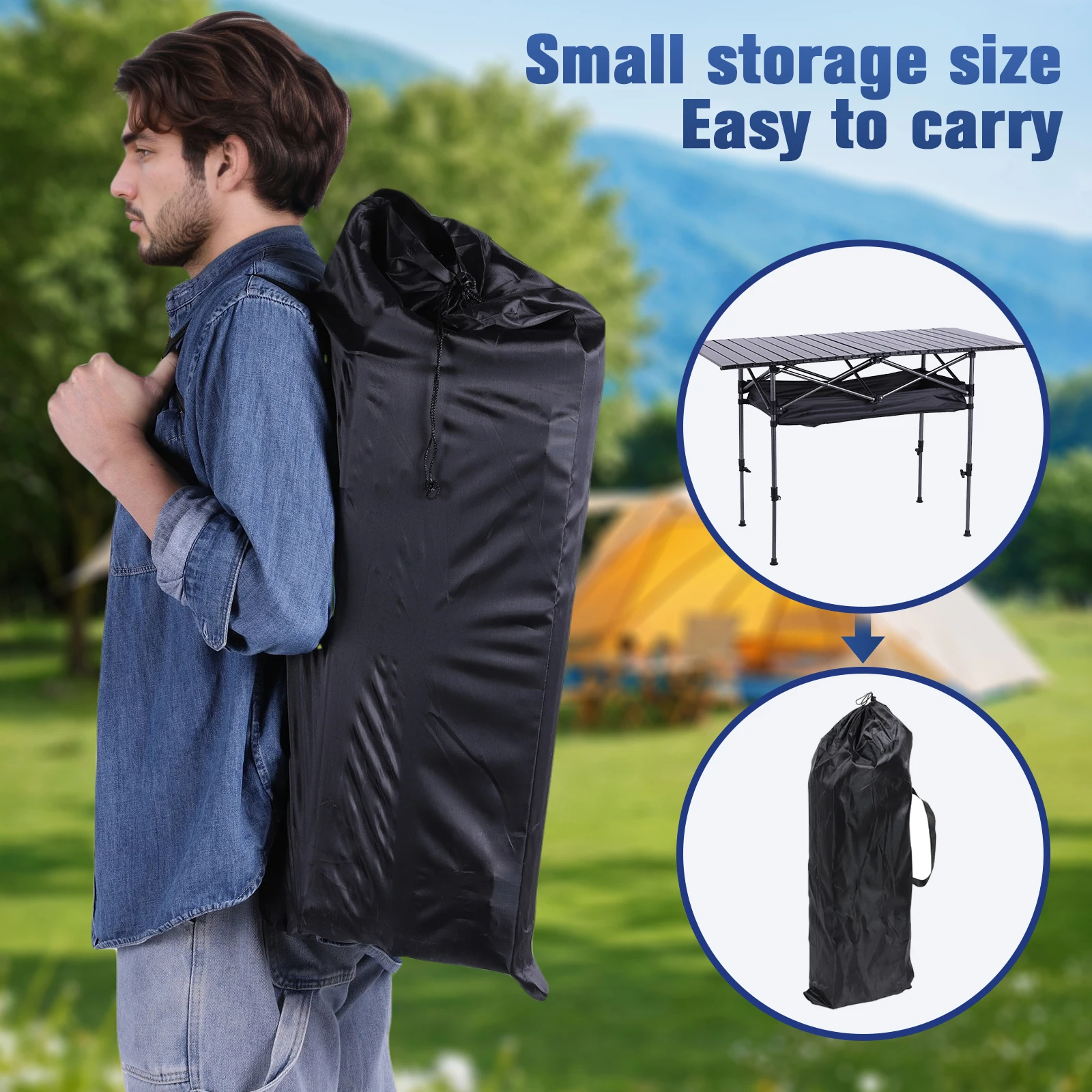 Meja Lipat Camping yang Dapat Disesuaikan, Meja Persegi Panjang yang Dapat Digulung, Kapasitas Besar, Meja Piknik Aluminium untuk Piknik, Perjalanan Camping, Pantai, BBQ