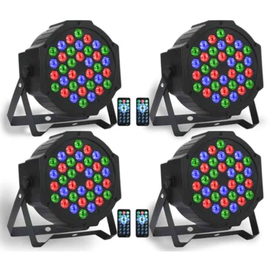 

Dj Lights 36 LED RGB Par Light Stage Lights with Sound Activated Remote and DMX Control Uplights for Weddings KTV Disco Christm